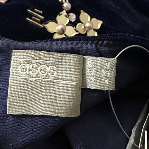 ASOS Petite Floral Beading Wrap Low Cut Velvet Mini Dress NWT Sz. 4 - Picture 7 of 13